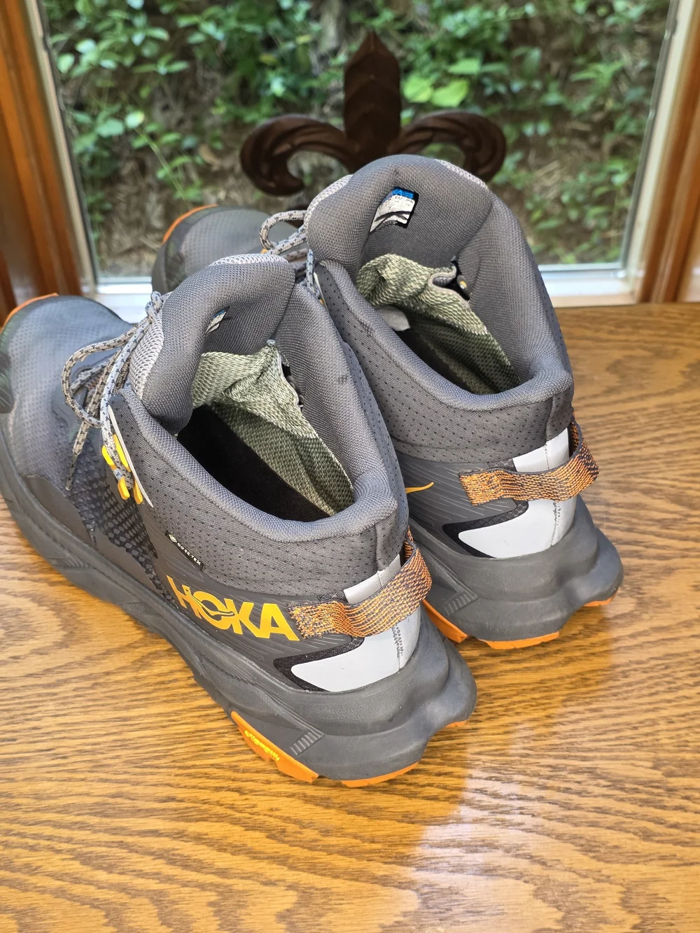 Hoka Men's Gray and Orange Trail Boots Sz 10